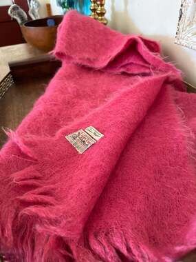 Vintage Glen Cree for Lord & Taylor 100% Mohair Scarf Made in Scotland Pink